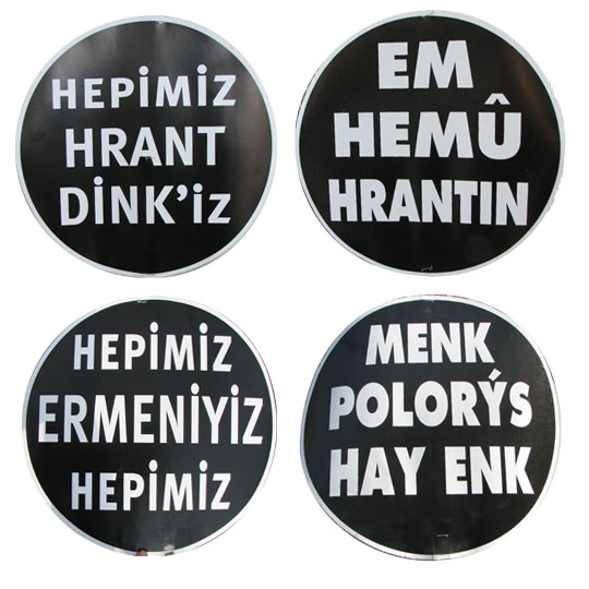 Placards held at Hrant Dink's Funeral/Wikimedia Commons